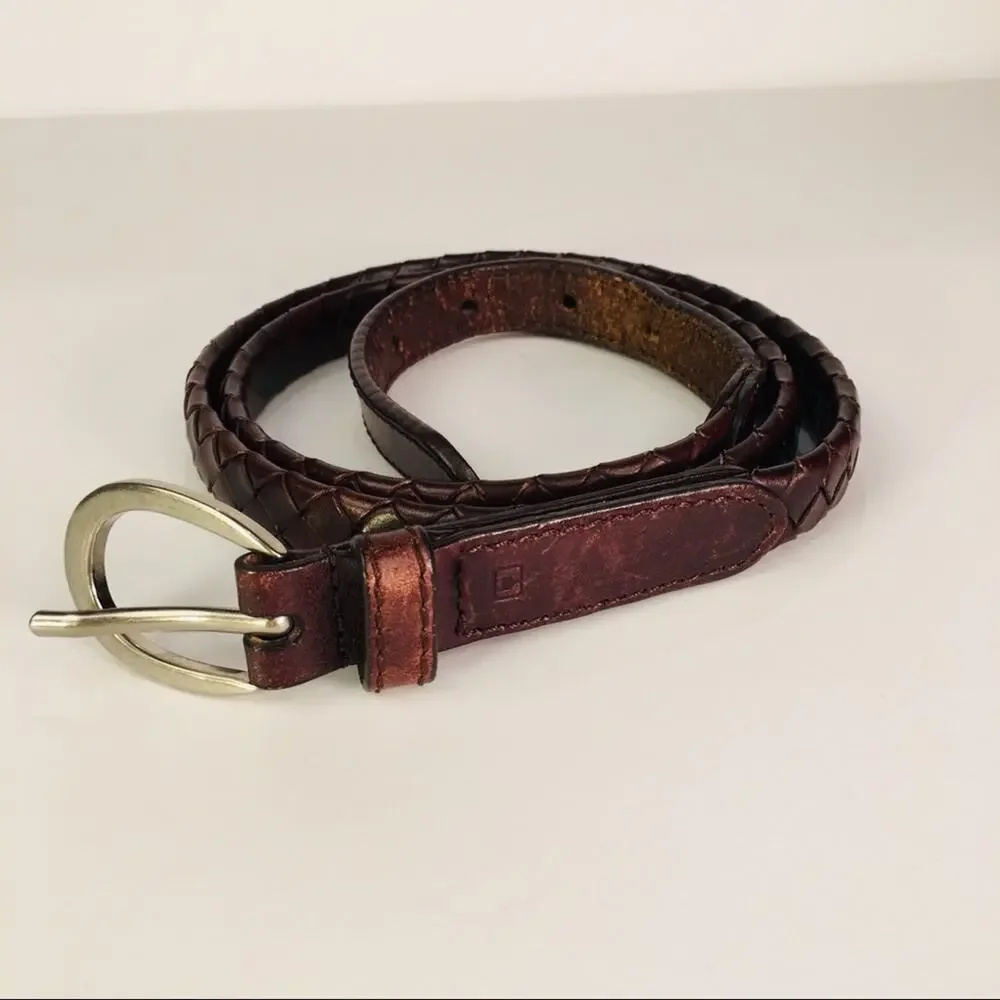 Braided Leather Skinny Belt Large 3/4” Wide